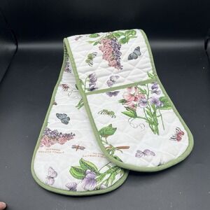 Portmeirion Botanic Garden Floral Cloth Oven HotPot Glove Mitt Towel 1988 Cotton